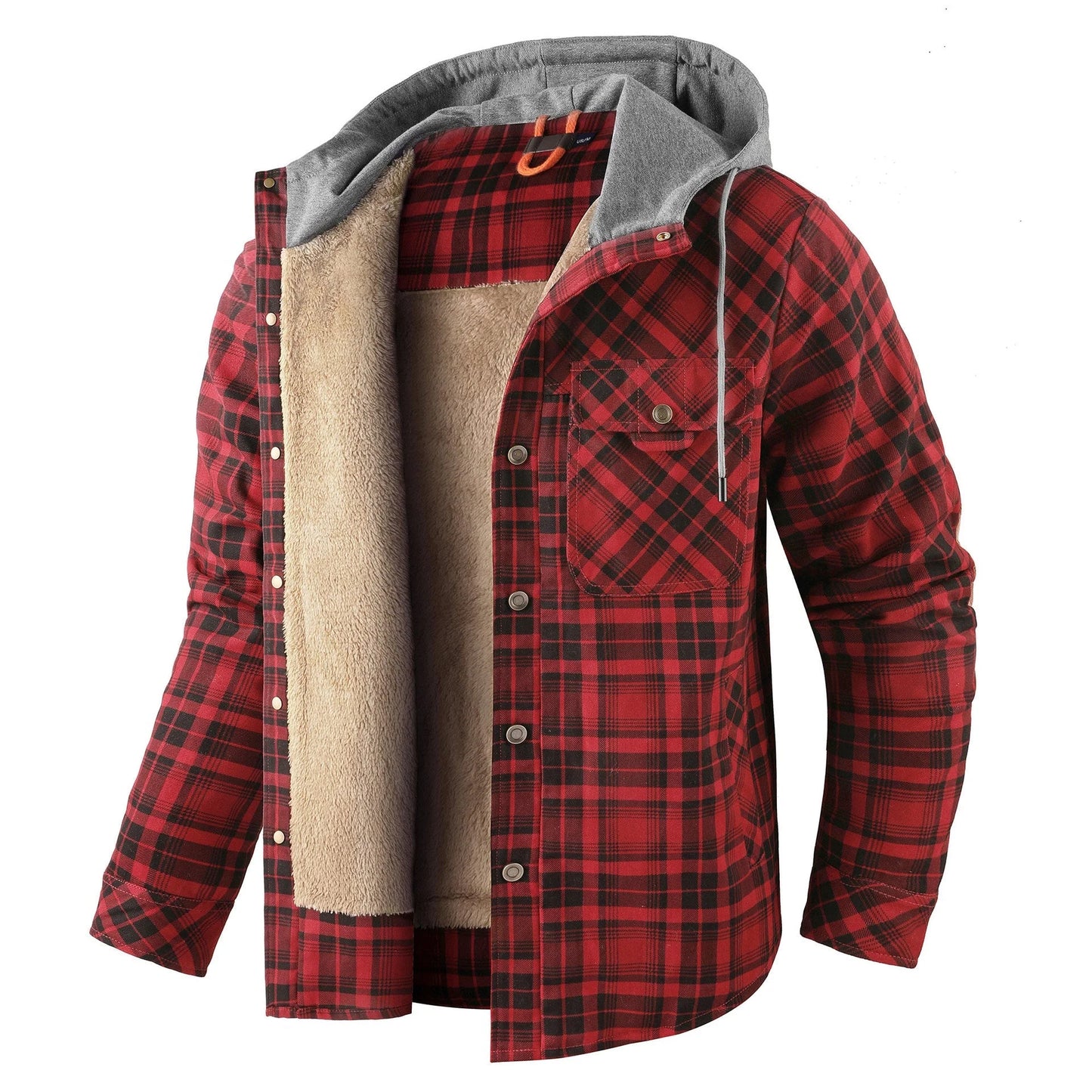 Herren Vintage Dicke Innenfleece-Baumwoll-Kapuzenjacke