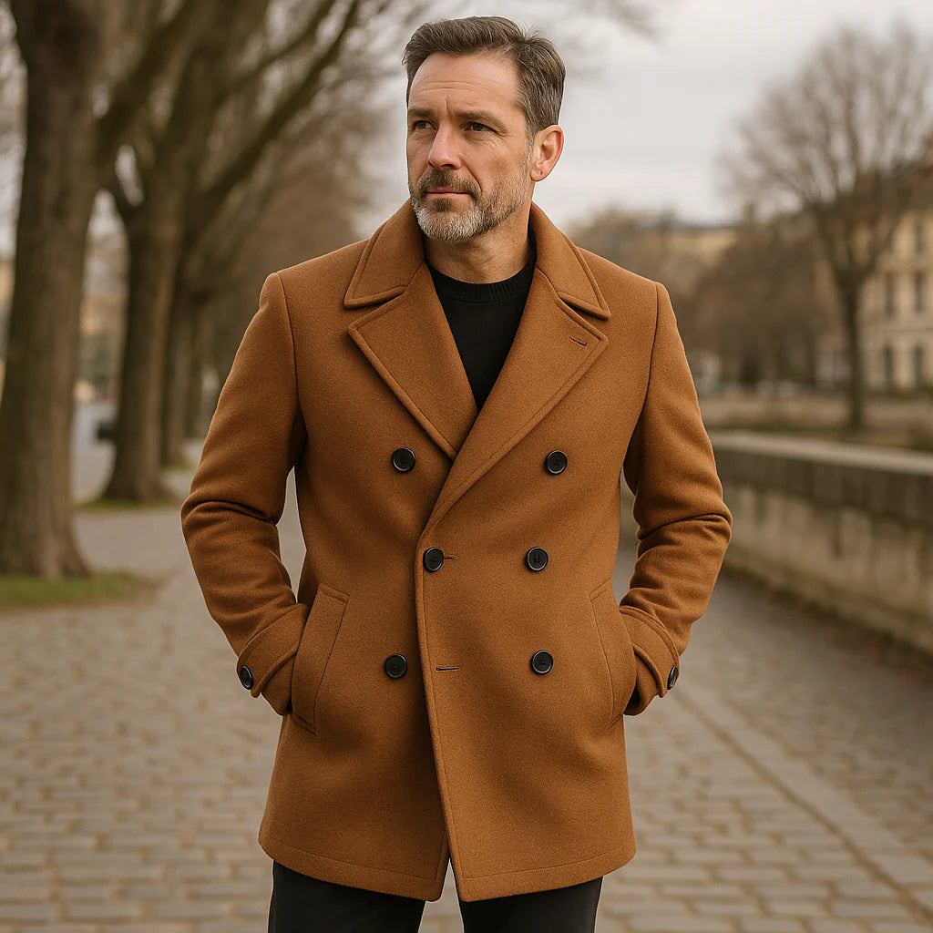 Klassischer zweireihiger Caban aus Wollmischung für Herren
