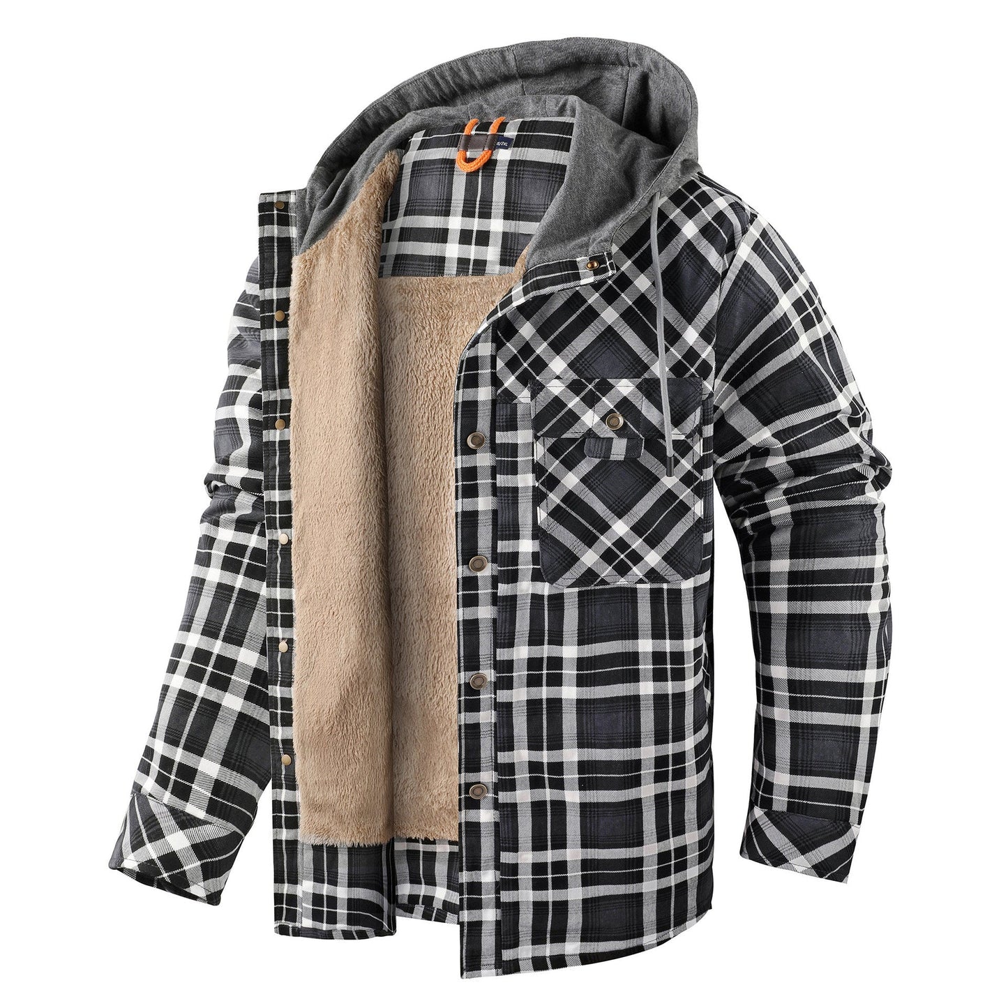 Herren Vintage Dicke Innenfleece-Baumwoll-Kapuzenjacke