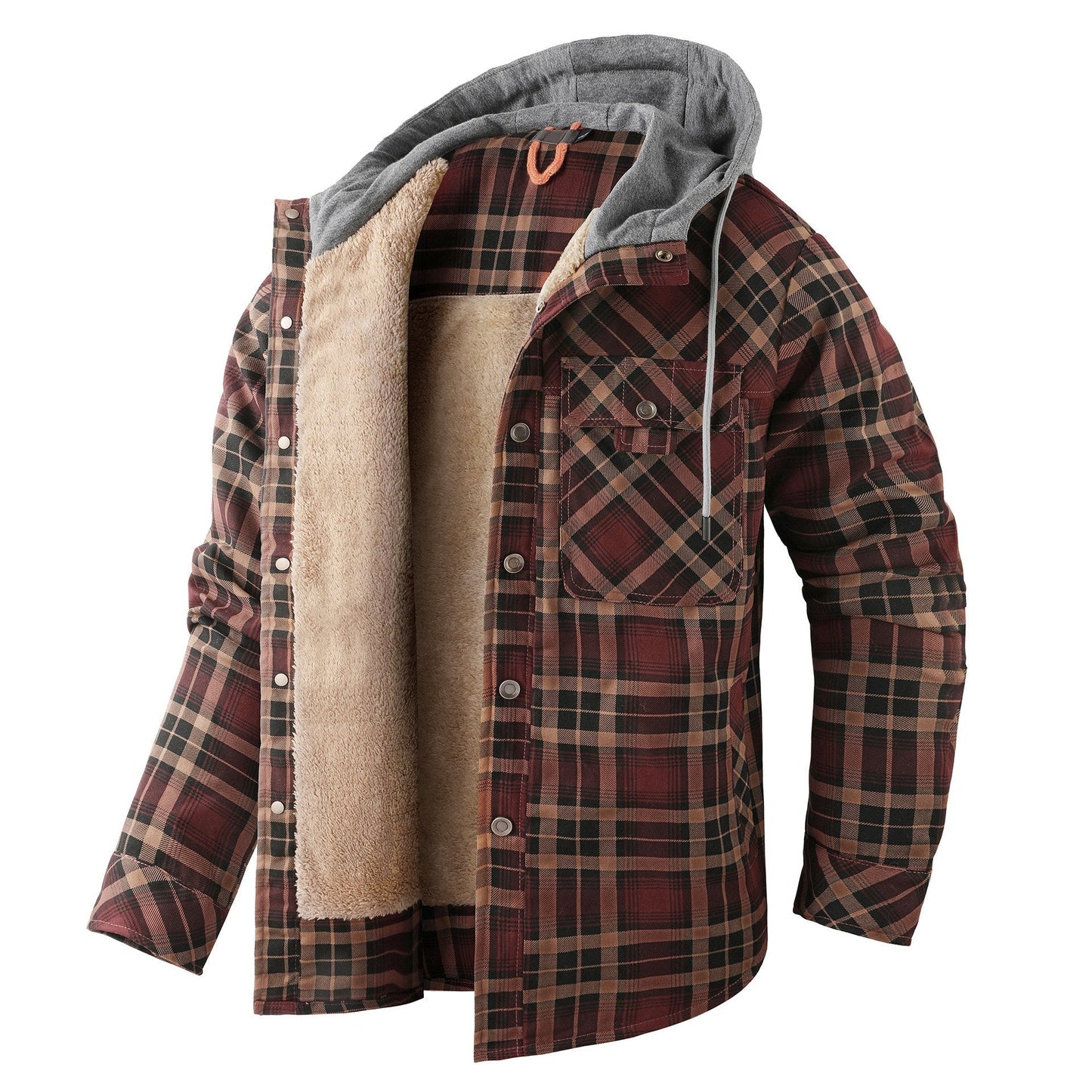 Herren Vintage Dicke Innenfleece-Baumwoll-Kapuzenjacke