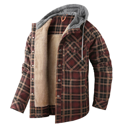 Herren Vintage Dicke Innenfleece-Baumwoll-Kapuzenjacke