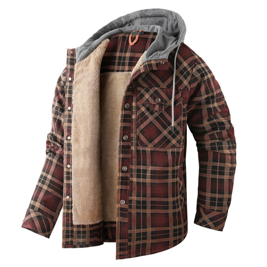 Herren Vintage Dicke Innenfleece-Baumwoll-Kapuzenjacke
