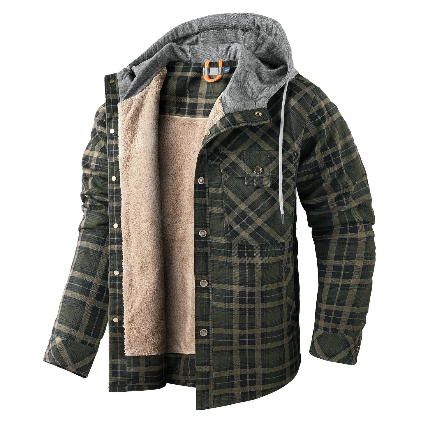 Herren Vintage Dicke Innenfleece-Baumwoll-Kapuzenjacke