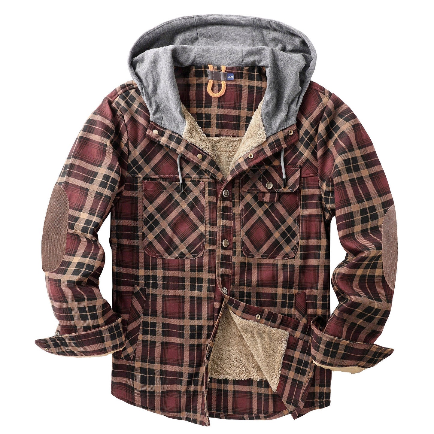 Herren Vintage Dicke Innenfleece-Baumwoll-Kapuzenjacke