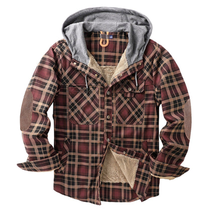 Herren Vintage Dicke Innenfleece-Baumwoll-Kapuzenjacke