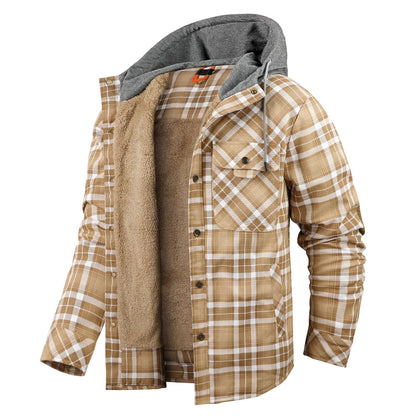 Herren Vintage Dicke Innenfleece-Baumwoll-Kapuzenjacke