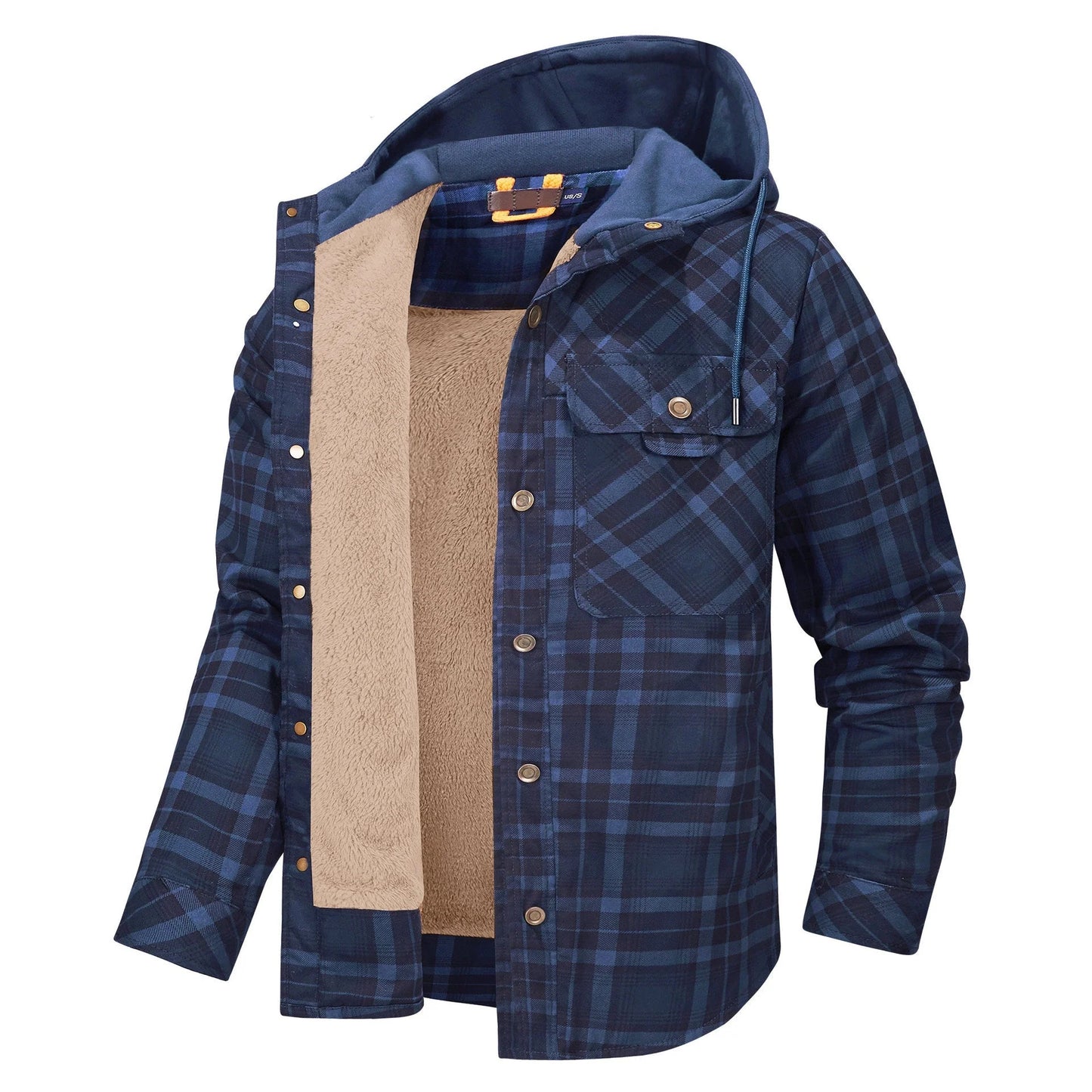 Herren Vintage Dicke Innenfleece-Baumwoll-Kapuzenjacke