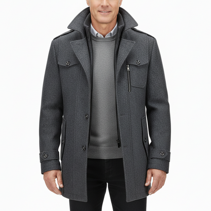 Dicker doppellagiger Herrenmantel aus Wollmischung