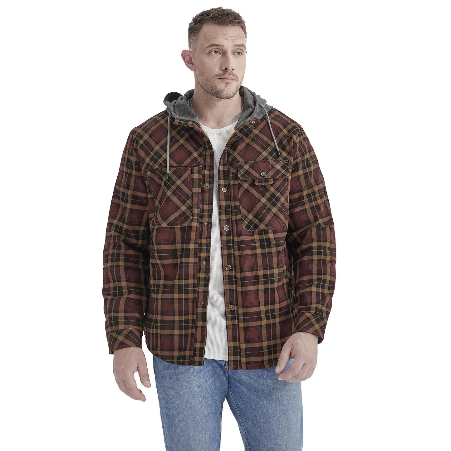 Herren Vintage Dicke Innenfleece-Baumwoll-Kapuzenjacke